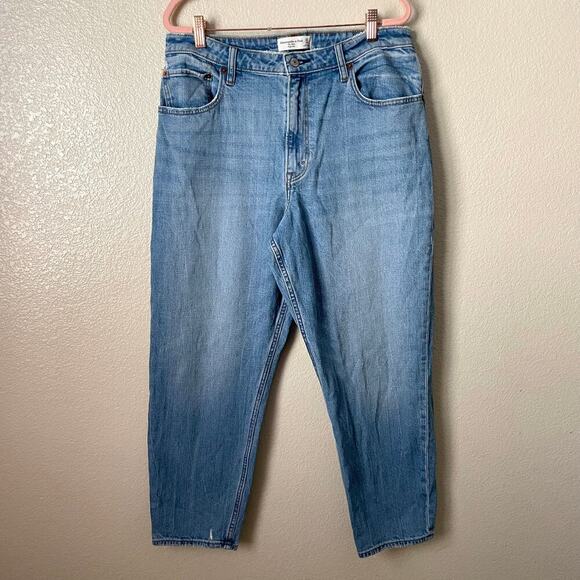 Abercrombie & Fitch Jeans Womens Size 32 Blue The Mom High Rise Distressed Denim - Picture 3 of 12